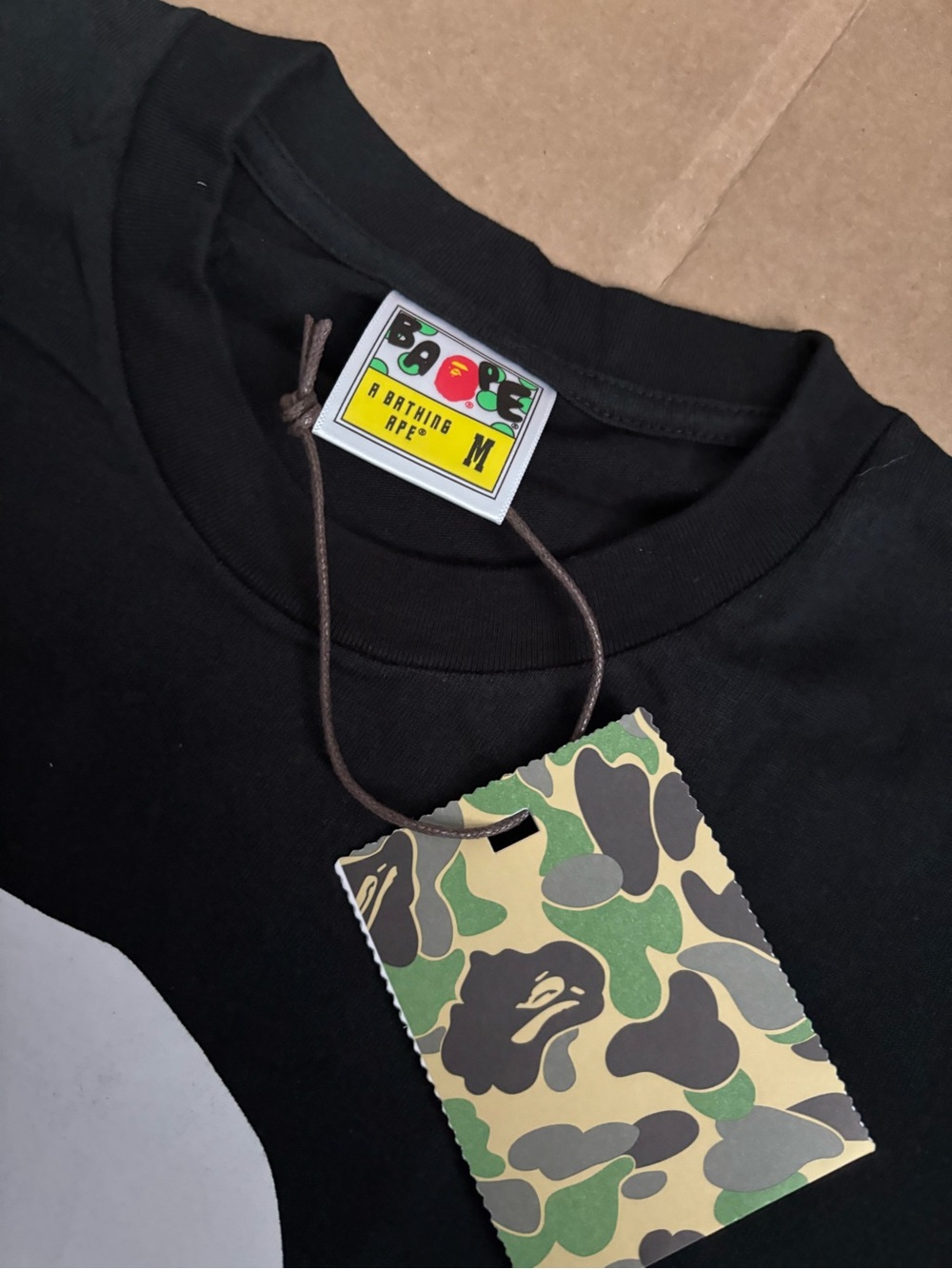 Bape Black Short Sleeve Tee with Camo Tag